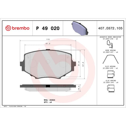 Placute Frana Brembo 15 mm 8 cm - P49020