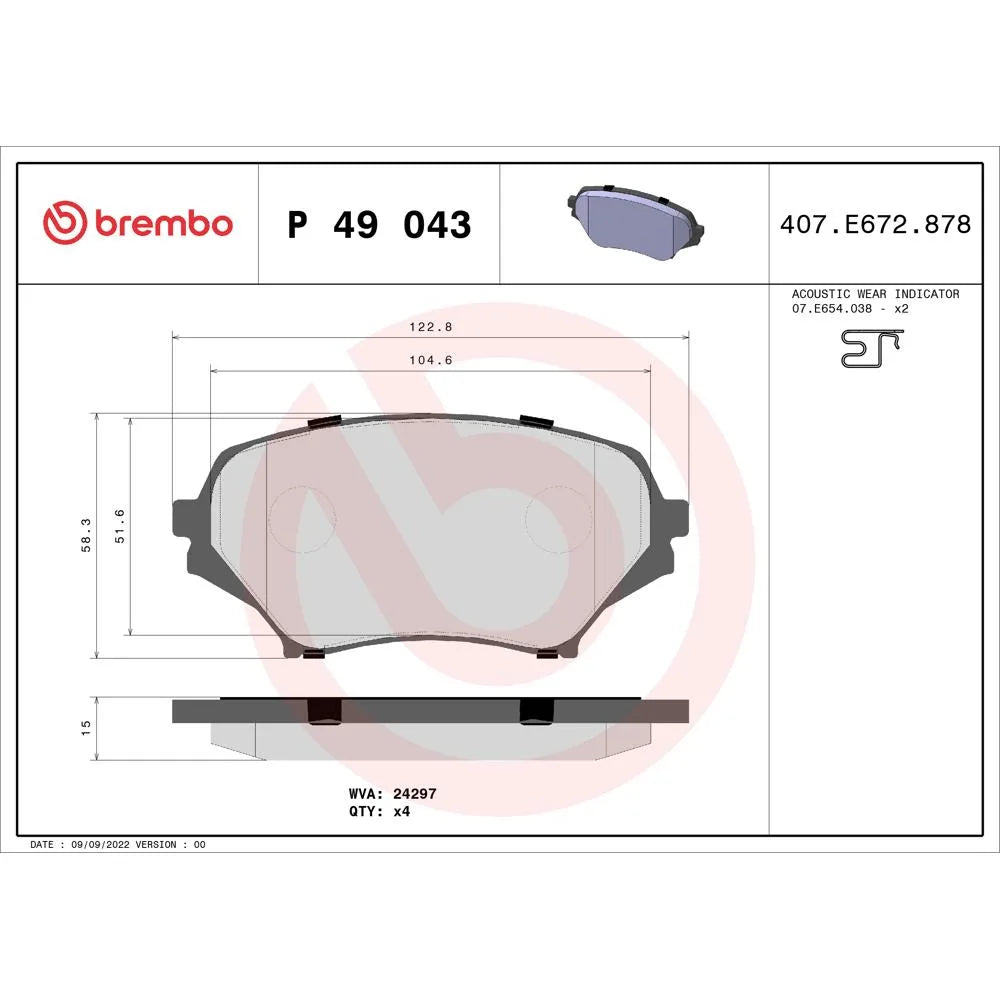 Placute Frana Brembo 15.7 mm 41 mm - P49043
