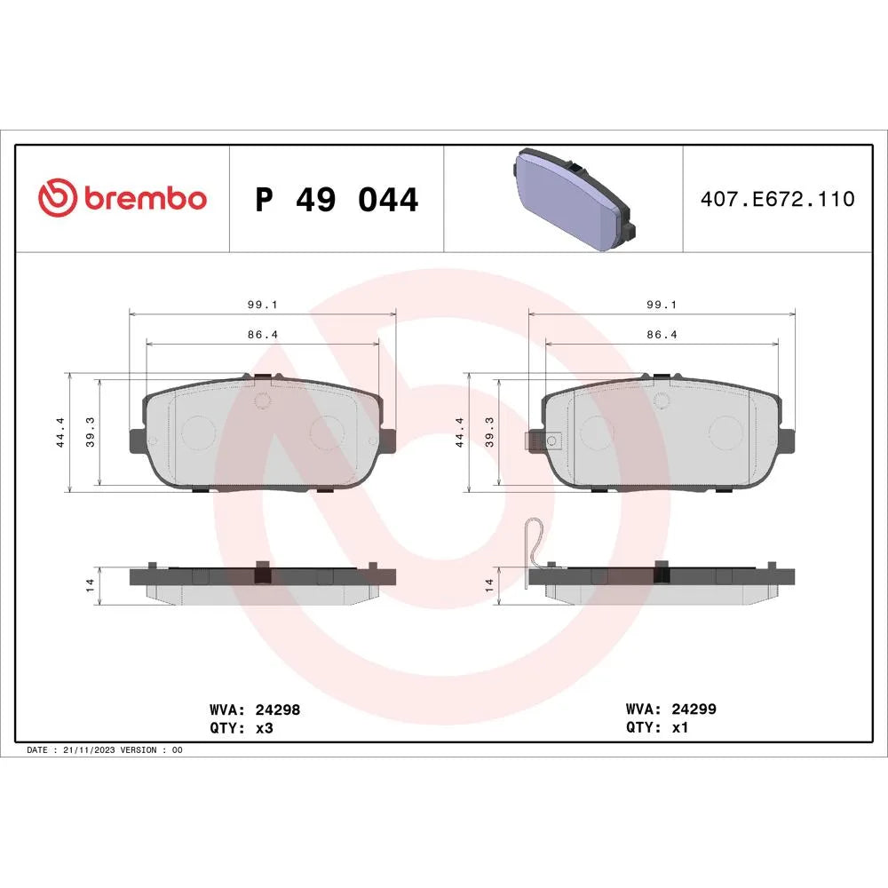 Placute Frana Brembo 11 cm 20 cm - P 49 044