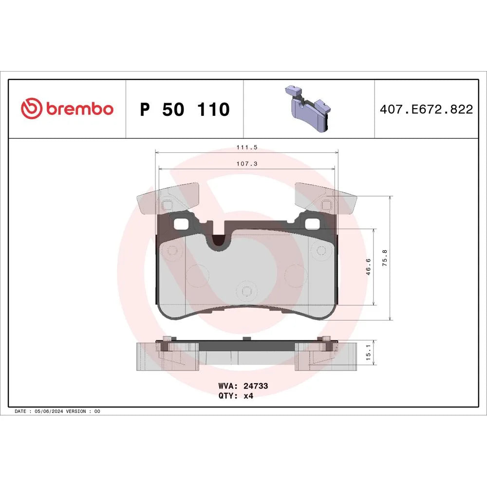 Placute Frana Brembo 14.3 mm 65.7 mm - P50110