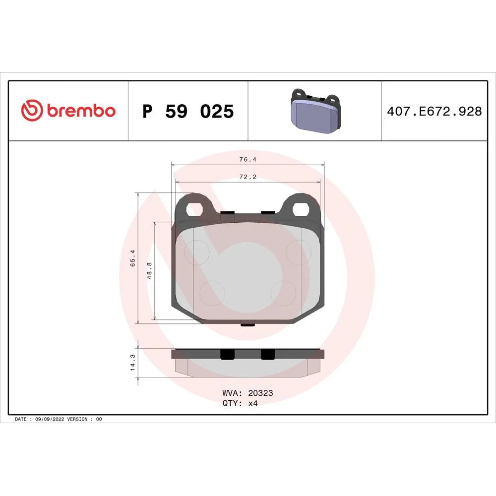 Placute Frana Brembo 17 mm 57.4 mm - P59025