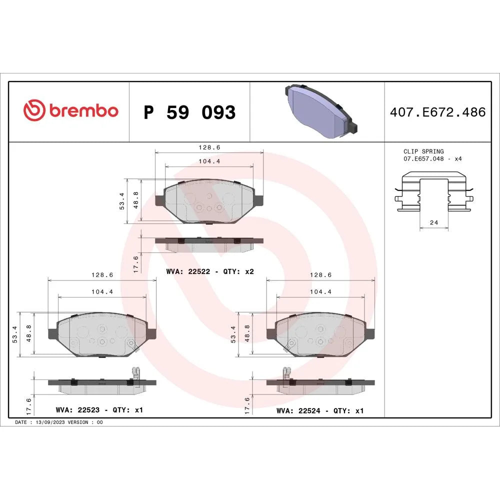 Placute Frana Brembo - P 59 093