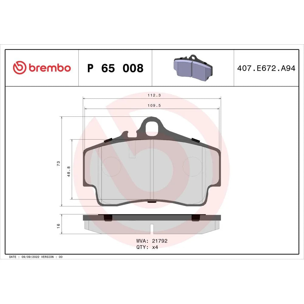 Placute Frana Brembo 17.8 mm 53.2 mm - P65008