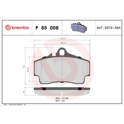 Placute Frana Brembo 17.8 mm 53.2 mm - P65008