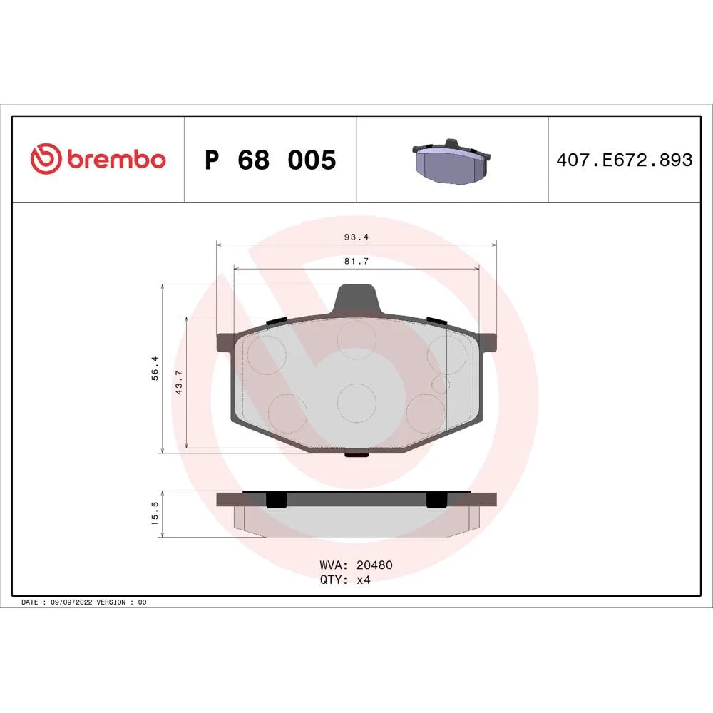 Placute Frana Brembo 18.8 mm 49.3 mm - P68005