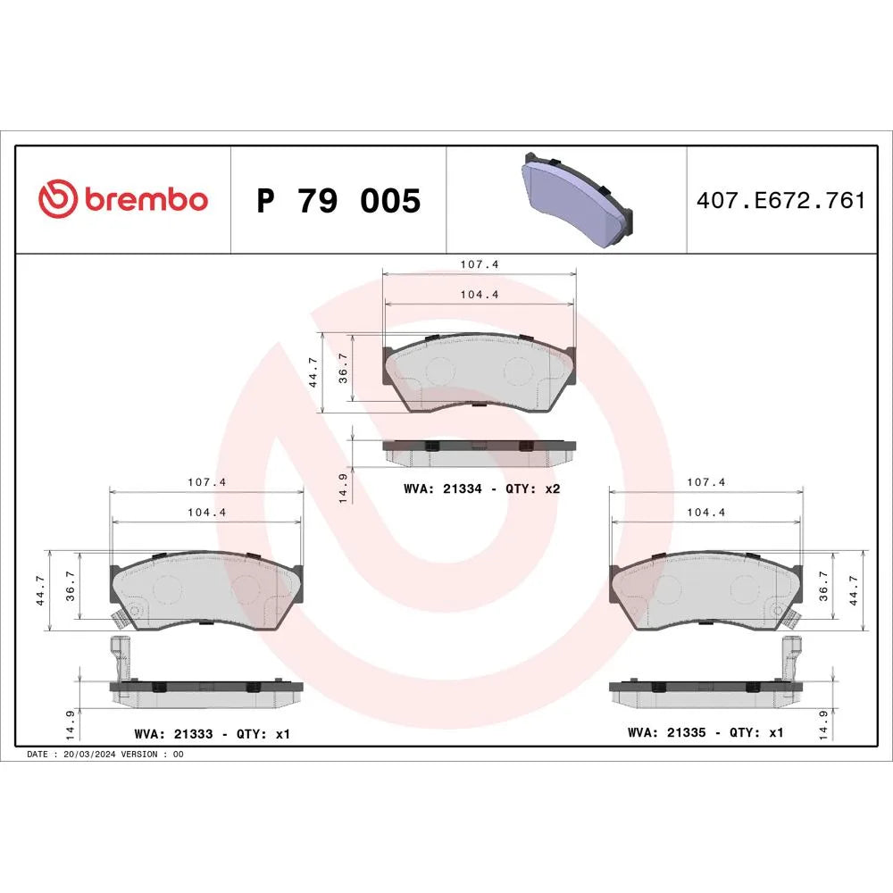 Placute Frana Brembo 18.7 mm 72.2 mm - P79005