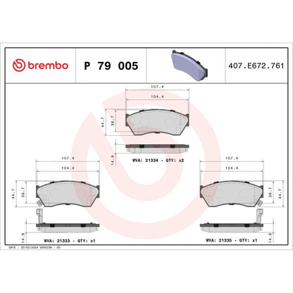 Placute Frana Brembo 18.7 mm 72.2 mm - P79005