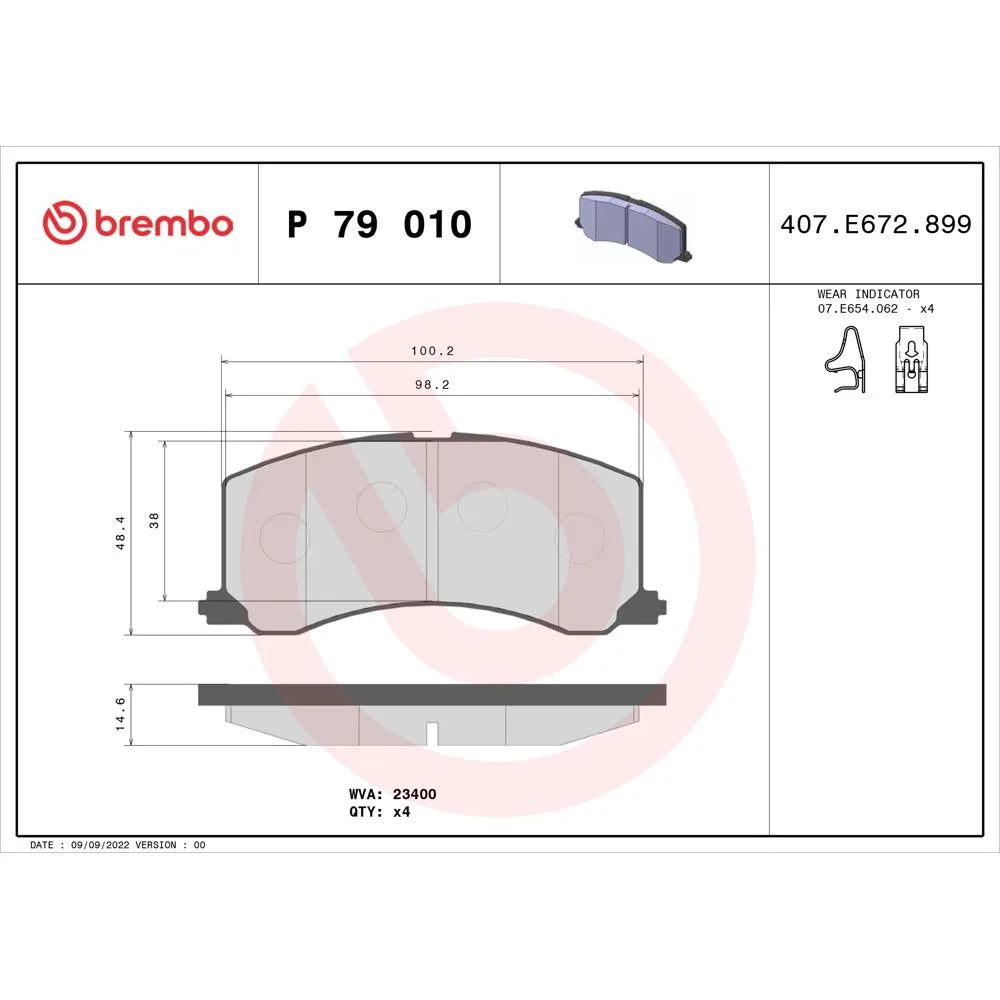 Placute Frana Brembo 19.5 mm 11 cm - P 79 010