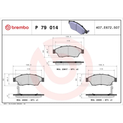 Placute Frana Brembo 17.8 mm 52.3 mm - P79014