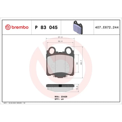 Placute Frana Brembo 16.5 mm 46.8 mm - P83045