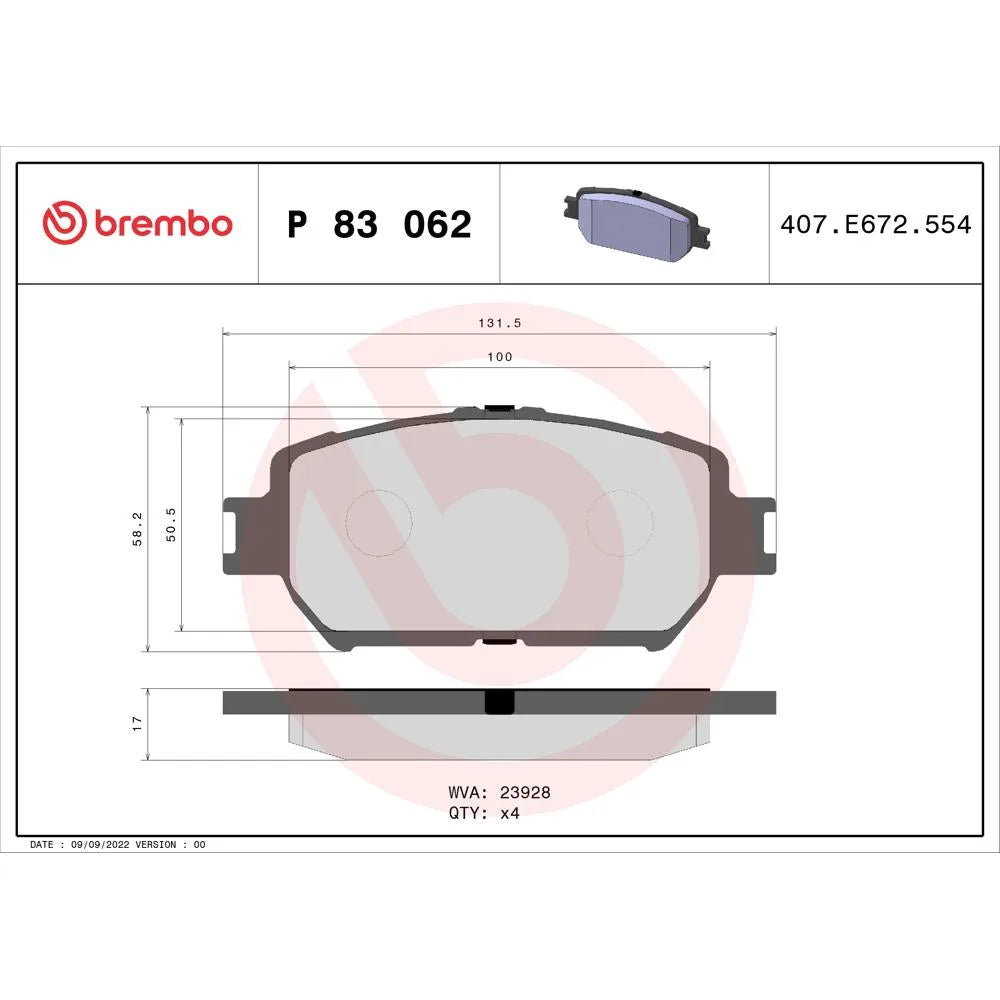 Placute Frana Brembo 15.7 mm 45.9 mm - P 83 062
