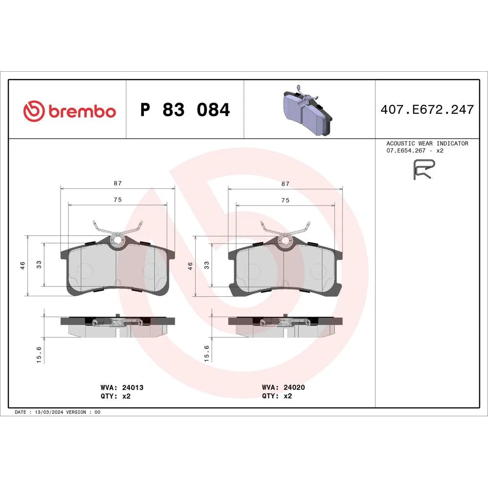 Placute Frana Brembo 16.5 mm 8 cm - P83084