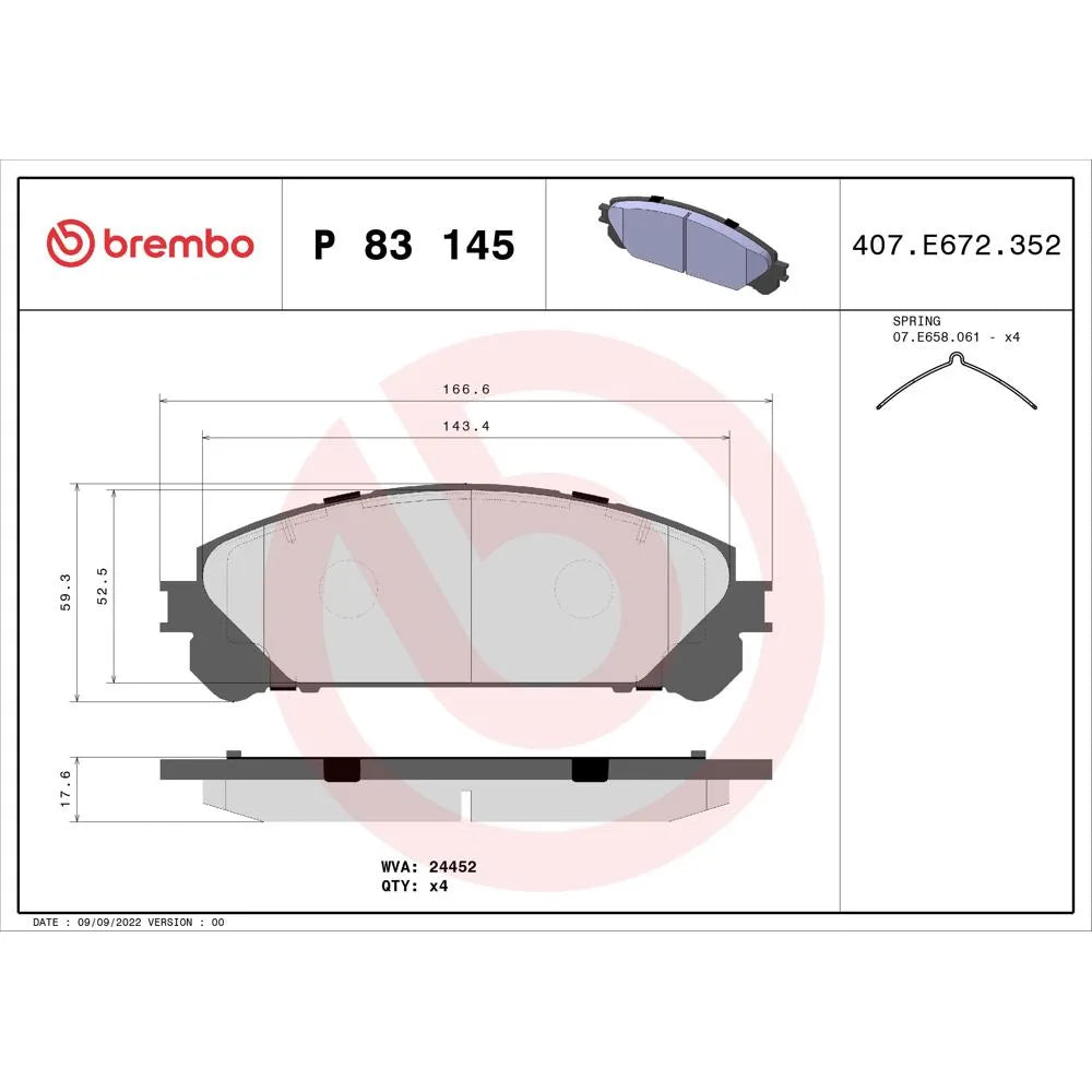 Placute Frana Brembo 19.4 mm 69.6 mm - P 83 145