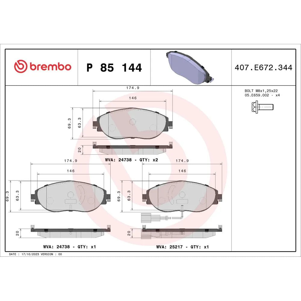 Placute Frana BREMBO - P 85 144