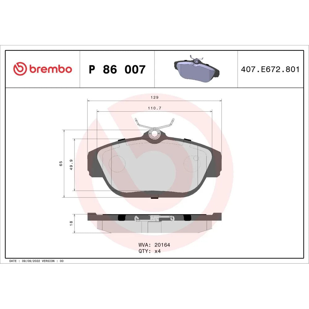 Placute Frana Brembo 15 mm 45.5 mm - P86007