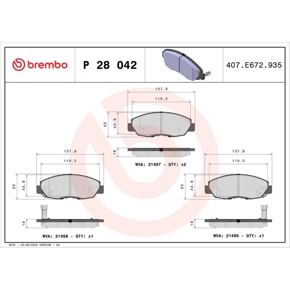 Placute Frana Brembo 14.4 mm 8 cm - P 28 042
