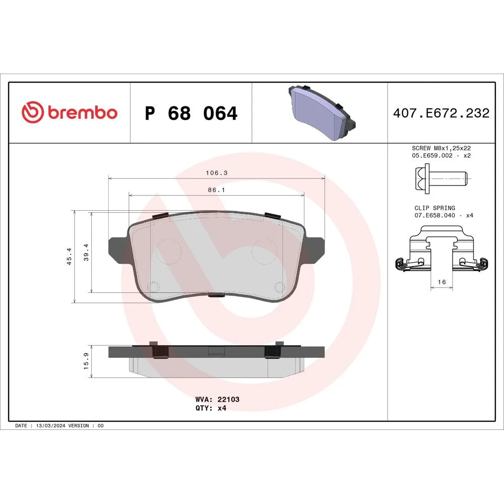 Placute Frana Brembo - P 68 064