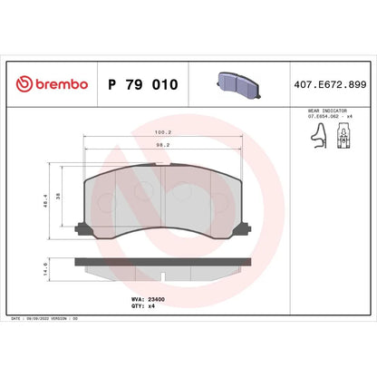 Placute Frana Brembo 19.5 mm 11 cm - P 79 010