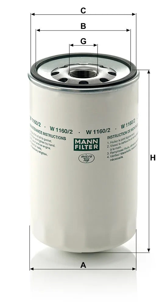 Filtru Ulei Mann-Filter pentru Renault Trucks Agora/Midliner/Midlum - W 1160/2