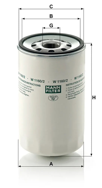Filtru Ulei Mann-Filter pentru Renault Trucks Agora/Midliner/Midlum - W 1160/2