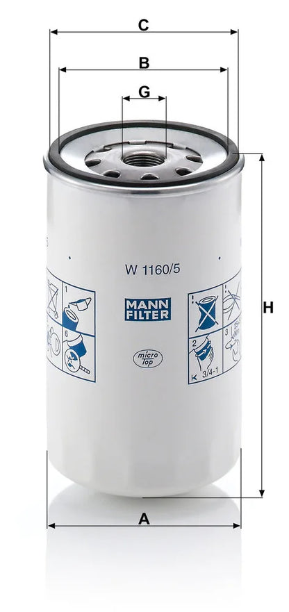 Filtru Ulei MANN-FILTER 1.06 kg - W 1160/5