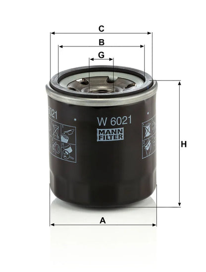 Filtru Ulei Mann-Filter pentru Chevrolet Aveo Kalos/Spark - W 6021