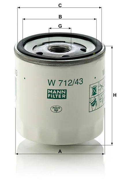 Filtru Ulei Mann-Filter pentru Austin Maestro, Ford Escort Iii - W 712/43