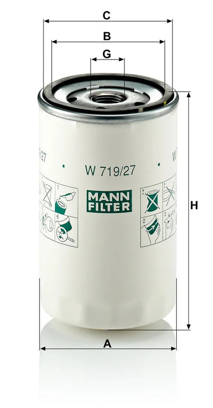 Filtru Ulei Mann-Filter pentru Chrysler Pt Cruiser, Ford Cougar - W 719/27