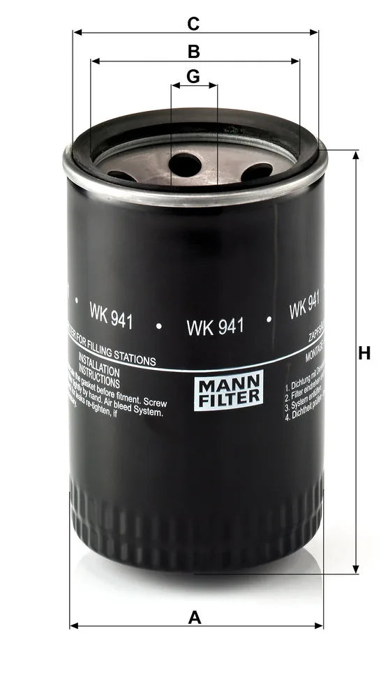 Filtru Combustibil MANN-FILTER 0.54 kg - WK 941 (10)