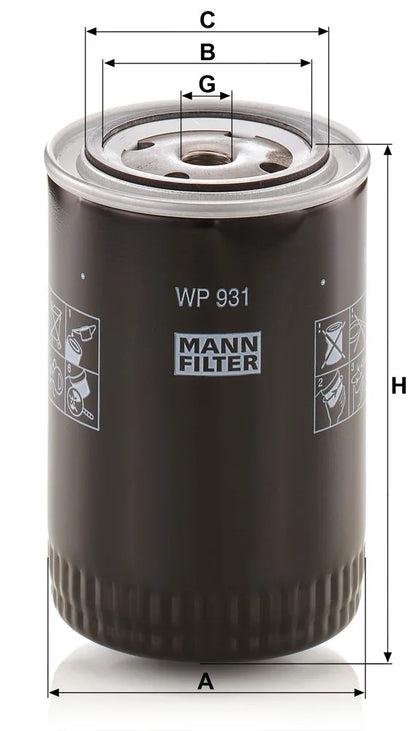 Filtru Ulei Mann-Filter pentru Fiat 1500/1500 2300, Fso 125P - WP931