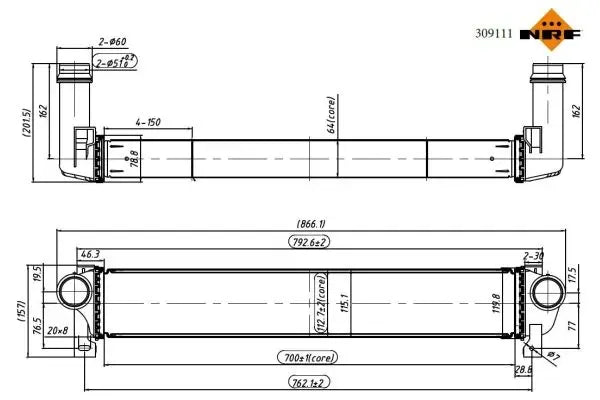 Intercooler, compresor NRF pentru Jeep - NRF309111