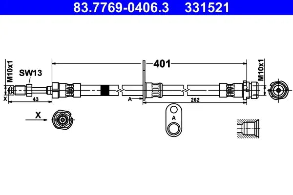 Furtun frana, Ford Tourneo Connect, Grand Tourneo Connect V408 Microbus, Transit Connect V408 Autoutilitara, 478x71x40 mm, TRW 83776904063