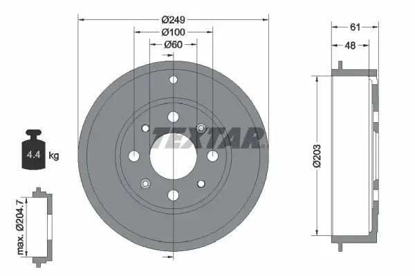 Tambur frana Textar pentru Fiat, Opel - 94027600