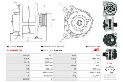Starter, Dacia, Renault, Smart, 236x201x193 mm, AS-PL A0710S