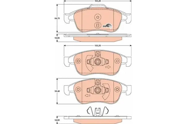 Set placute frana disc, Renault, Dacia, Nissan Duster, Captur, Megane Iii Hatchback, Megane Iii Cupe, Megane Iii Grandtour, 168x128x86 mm, TRW GDB1789