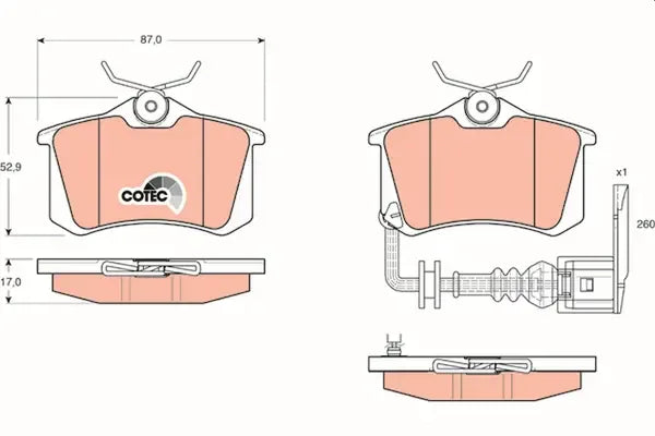 Set placute frana disc, VW, SEAT, Skoda Polo, Arosa, Ibiza, Polo Iv Limuzina, Fabia, Fabia I Limuzina, Fabia I Combi, 96x86x84 mm, TRW GDB1475