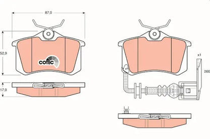 Set placute frana disc, VW, SEAT, Skoda Polo, Arosa, Ibiza, Polo Iv Limuzina, Fabia, Fabia I Limuzina, Fabia I Combi, 96x86x84 mm, TRW GDB1475
