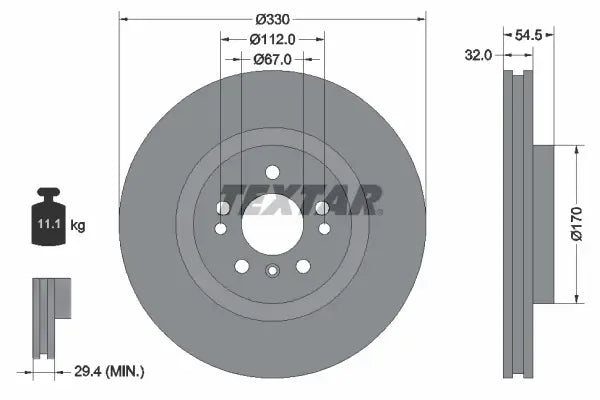 Disc frana, Mercedes-Benz Clasa Gle, Clasa M, Ø330 mm, Textar 92260405