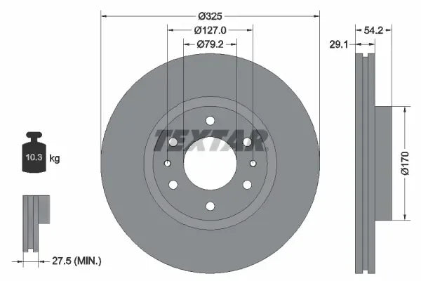 Disc frana, Isuzu, Chevrolet, Saab Ascender, Trailblazer, 9-7X, Ø325 mm, Textar 92226200