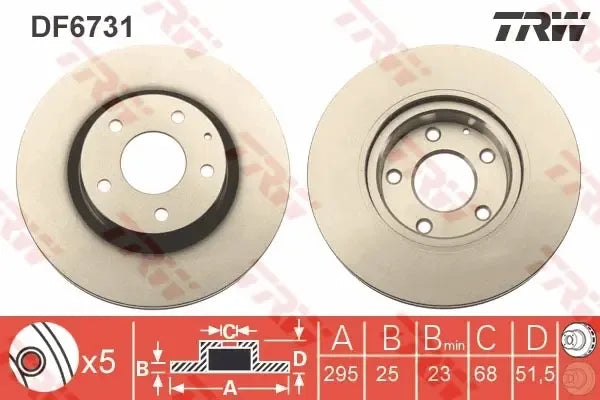 Disc frana, Mazda CX-3, 3, 3 Limuzina, 3 Caseta, Hatchback, Ø295 mm, TRW DF6731