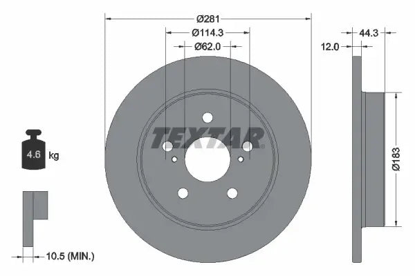 Disc frana Textar pentru Lexus, Toyota - 92301403