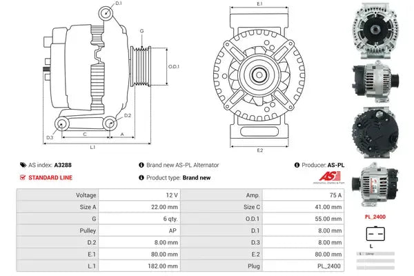 Generator alternator, Dacia, Nissan, Renault, AS-PL A3288