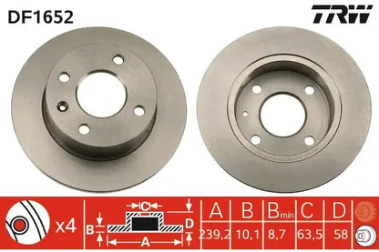 Disc frana, Ford Escort, Escort Iii Turnier, Escort Iii Express, Escort Iv Express, Orion, Escort Iv Turnier, Ø239 mm, TRW DF1652
