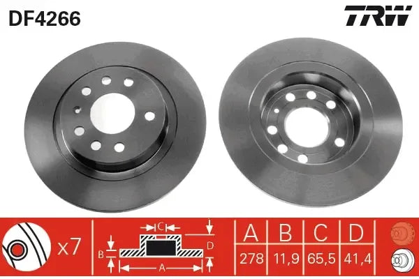Disc frana, Saab, Opel, Cadillac, Fiat 9-3, 9-3 Combi, Vectra C, Vectra C Gts, 9-3 Cabriolet, Vectra C Combi, Signum Hatchback, Ø278 mm, TRW DF4266