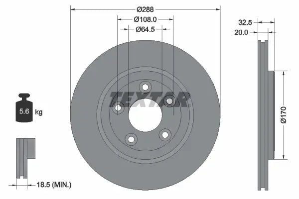 Disc frana, Jaguar, Lincoln, Ford Usa S-type, Xj, Ls, Super Eight, Ø288 mm, Textar 92099100