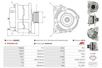 Generator alternator, Mazda, AS-PL A5058P