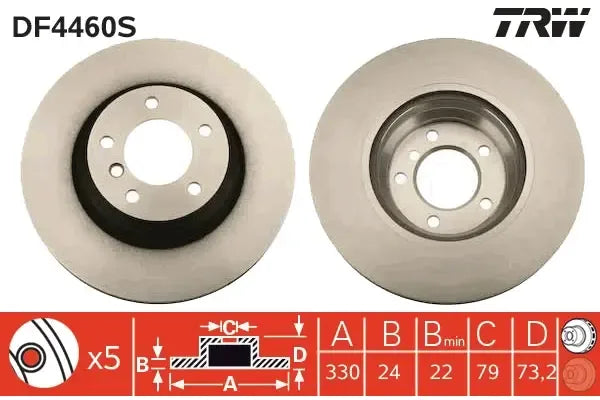 Disc frana, BMW, Bmw (brilliance), Ø330 mm, TRW DF4460S