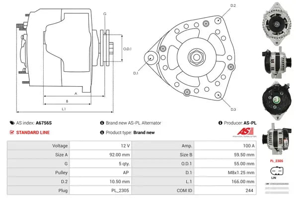 Generator / alternator As-Pl pentru Suzuki - A6756S