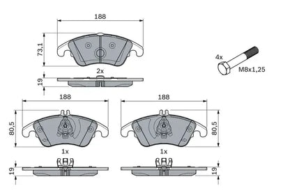Set placute frana disc, Mercedes-Benz, 223x157x104 mm, Bosch 0986494263