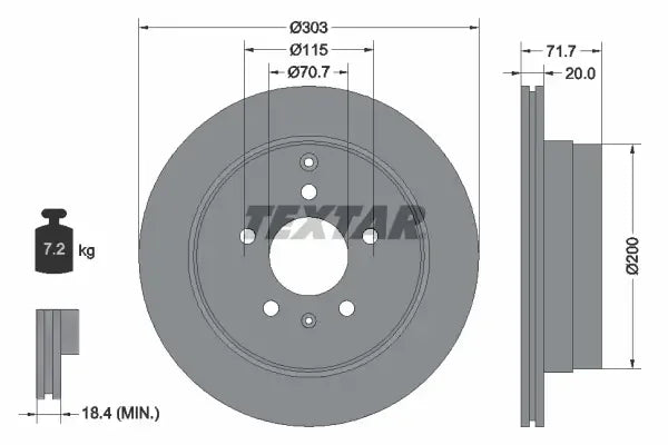 Disc frana, Chevrolet, Opel, Suzuki, Pontiac, Saturn Antara A, Captiva, Captiva Van, Captiva Sport, XL7, Ø303 mm, Textar 92165503